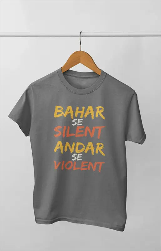 Men’s Half Sleeve Round Neck TShirt Bahar Se - S / Charcoal Melange